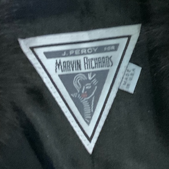 Marvin Richards Women Coat Lambswool Black Size 10 Faux Fur Collar Cuffs #EL14 - Picture 4 of 9